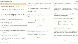 Probl&egrave;me (sans correction) Examen National 2021 Maths Session Normale 2BACSE (PC - SVT)