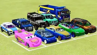 GO GO MCQUEEN, ALL TRUCK MERCEDES, FORD RAPTOR, DACIA LOGAN, POLICE CAR COLORFULL, KAMAZ, ZETOR #777