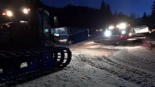 Pistenbully, Leitner and Prinoth Getting Ready for Work - Snowcats Sound and Action