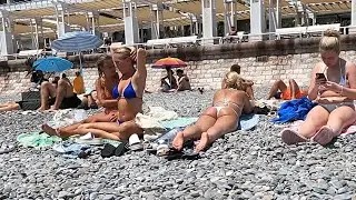 #32 Beach Walk in Nice. Hot Day🔥Spring Vibes☀️ Nice, Beach Walk French Riviera.