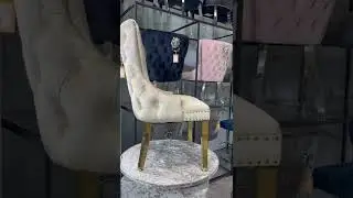 Elizabeth Mink Velvet And Gold Dining Chair With Lion Ring Knocker