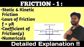 FRICTION - Static & Kinetic, Coefficient of Friction- Full Concepts with detailed analysis |CLASS 11