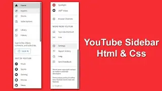 YouTube Sidebar using html css | html css tutorial