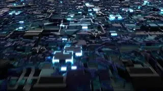 Microchip City Flyby Loop Motion Graphics