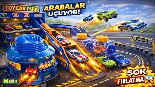 🚗 Musa Oyuncak Arabaları Park Etti Sonra U&Ccedil;URDU! 😱 Musanın Fırlatma İstasyonu Eğlencesi🚀