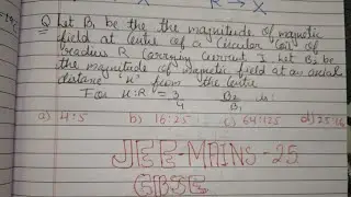 Let B1 be the magnitude of magnetic field at center of a circular coil of radius R carrying current