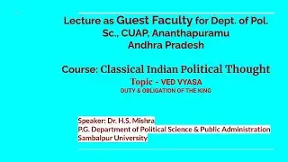 IPT- VED VYASA (SHANTIPARVA): RAJADHARMA: MEANING, CONTENTS, RELEVANCE