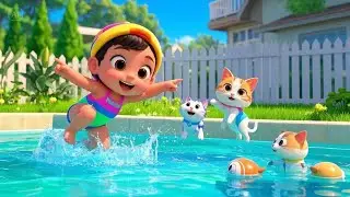 Six Little Kittens Jumping in the Pool | Water Play Rhyme | Nursery Rhymes & Songs for Children
