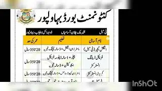 Cantonment Board Bahawalpur Jobs 2024 | Cantonment Board Jobs | Today Government Jobs | Must Watch..
