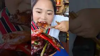 One Bite = Fire! 🔥 Stuffed Red Chili Pork Belly Mukbang #asmr #mukbang #shorts #shortvideo