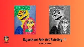 Rajasthani Folk Art Painting 🎨 | Easy Rajasthani Couple Drawing Tutorial | Indian Traditional Art