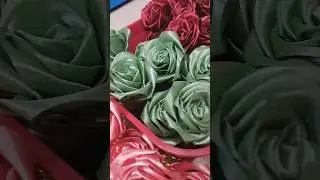 Diy satin rose heads/#obrashorts #roseheads #diy #satinroses #diyroses #oldrose #maroon #sagegreen