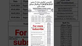 Punjab Pharmacy council practical Date New issue| Pharmacy technician part 1 practical New Date shee
