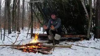 Solo Winter Survival (Bushcraft Shelter)