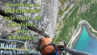 The prominent slab - Råna (pitch 6 -  5a/5.8)