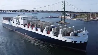 Awesome Aerial 4K View! Container / Ro-Ro Vessel ATLANTIC STAR Outbound from Halifax, NS