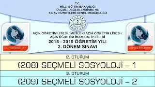 2019 / 2. DÖNEM / AÇIK ÖĞRETİM LİSESİ / SEÇMELİ SOSYOLOJİ