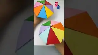 See how to make a very pretty rainbow umbrella craft