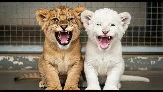 Rare White Lion Cub & Golden Cub Together | Viral Wildlife Moment