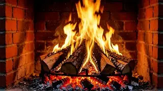 🔴Cozy Winter Cabin  | 🔥Crackling Fireplace | ❄️Snowy Forest View ,soothing fire
