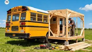 Man Converts Old School Bus into Stunning Off-Grid Mobile Home | Full Build By @lifeanywhere