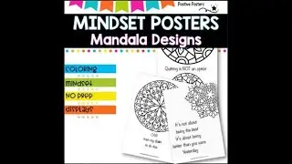 Mindfulness and Mindset posters, calm coloring for social emotional learning