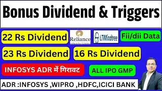 Wipro adr I INFOSYS ADR I HINDZINC I RELIANCE I LTIM I Bonus, Split & dividend I Upcoming bonus