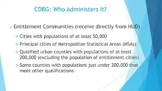 Community Development Block Grant (CDBG) Funding
