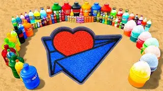 How to Make Heart Paper Airplane Pit with Orbeez, Giant Pepsi, Fanta, Coca Cola vs Mentos