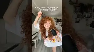 Curly girls trying to make a perfect ponytail 😭😂 #redhead #curlyhair #curlyhairstyles