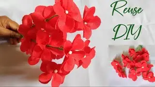 Shopping Bag flower/ how to make flower stick with Shopping bag/Best out of waste