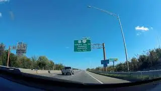 VA Interstate 64 east exits 264 to 267 powerlines, & high mast streetlights (October 2020)