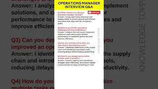 Operations Manager Interview Questions and Answers | Operations Manager Job Interview Questions