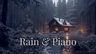 Calm Piano with Rain Sounds &ndash; Cozy Forest Cabin at Night  For Sleep, Focus & Relax
