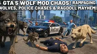 🐺 GTA 5 Wolf MOD Chaos! Rampaging Wolves, Police Chases & Ragdoll Mayhem! 😱🔥