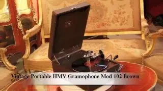 Vintage Portable HMV Gramophone Mod 102 Brown 1938