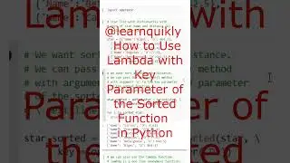 How to Use Lambda with Key Parameter of Sorted Function in Python #python #education #programming