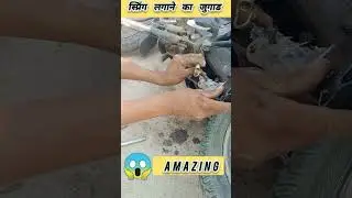 Motorcycle centre stand or side stand spring installation technique#shortvideo #viral