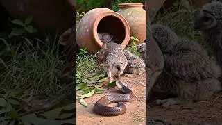 Brave Owl vs Cobra: Mother Defends Chicks from Deadly Snake Attack! 🦉🐍 #snakeattack