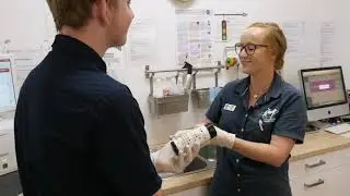 Harry learns how to perform a urine test