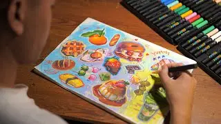 First Time Using Acrylic Markers | Food Sketches & Review