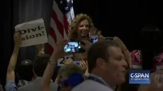 Protesters & Debbie Wasserman Schultz (C-SPAN)