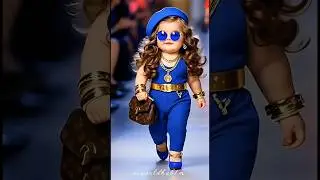 👶💙 Mini Fashion Queen | Cute Baby Girl Ramp Walk Look 😍 | Blue Outfit Style #cutelook #shorts