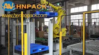 Hennopack fully auto robot palletizing system with spider robot case packer for pouch bag packing li