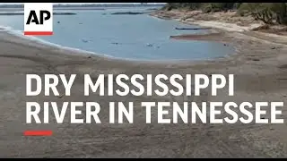 Aerials show dry Mississippi River in Tennessee