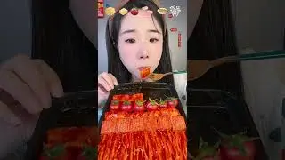 Fast Eating Half Pound Pasta, Fish Tofu, Tomato Skewers, Shrimp Rolls, Spicy Sticks & Enoki Mushroom