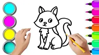 How To Draw cute fox Drawing, Painting & Coloring For Kids and Toddlers_ Child Art 🐋🌈🎨