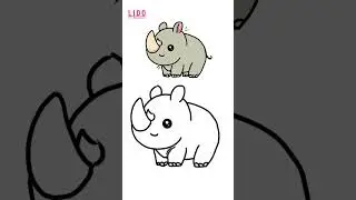 How to Draw a Cute Rhino - Easy Drawing for Kids and beginners #lidoartworks