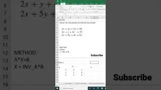 Simultaneous equations matrix #excel #exceltips #exceltutorial #subscribe #trending