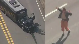 Police pursuit of stolen party bus in Los Angeles